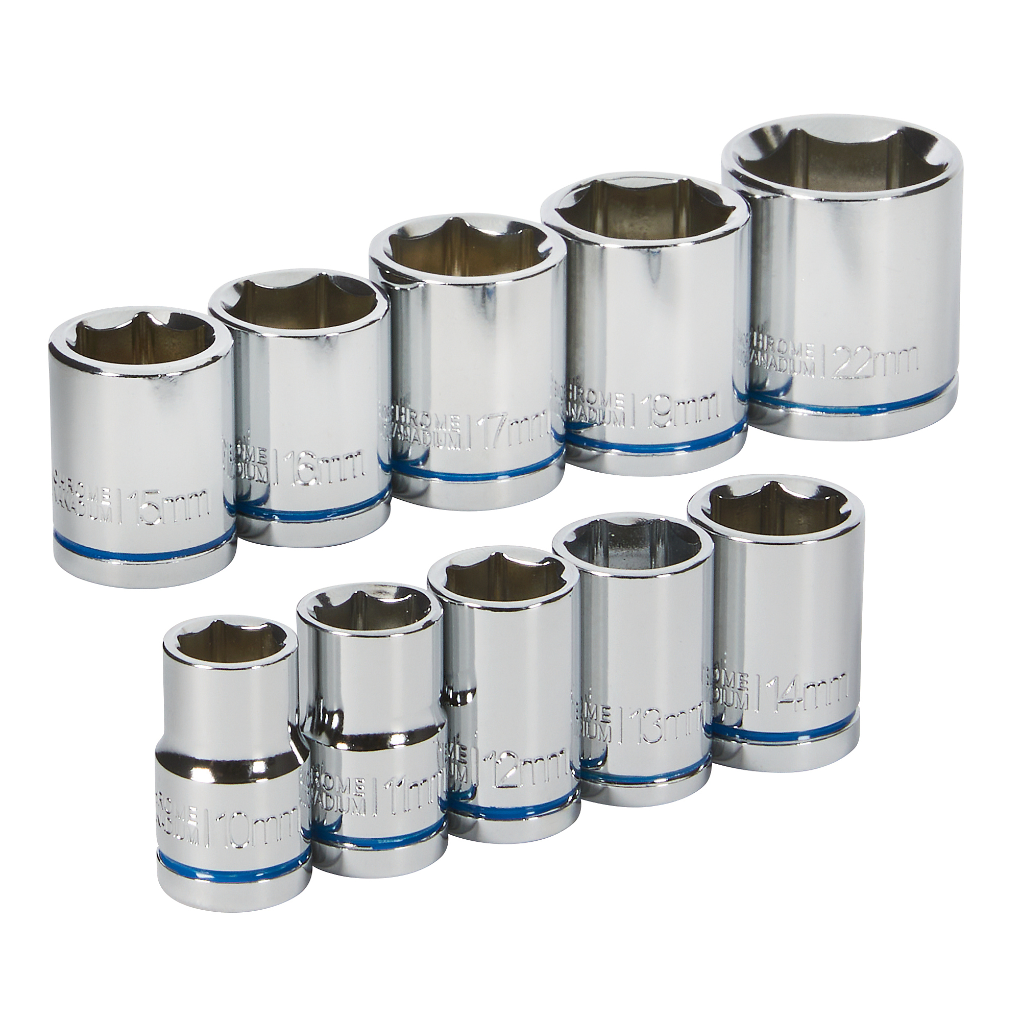 Ironton 6-Pt. Socket Set, 10-Pc., Metric, 3/8in. Drive, Chrome Vanadium Steel